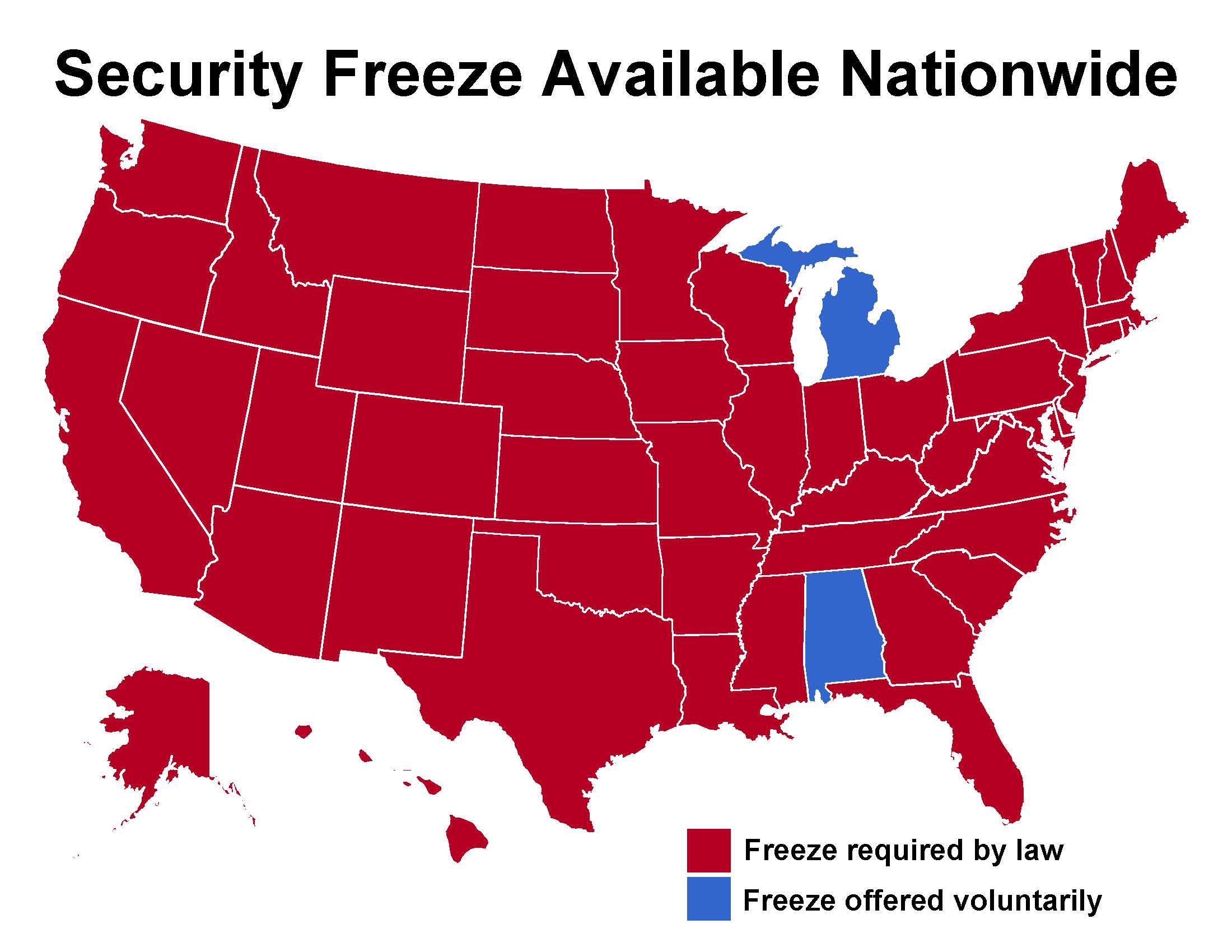 Credit Freeze Laws by state